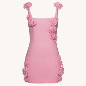 JW PEI ELAINA PINK ROSETTE APPLIQUE MINI DRESS - Pink - S / 4